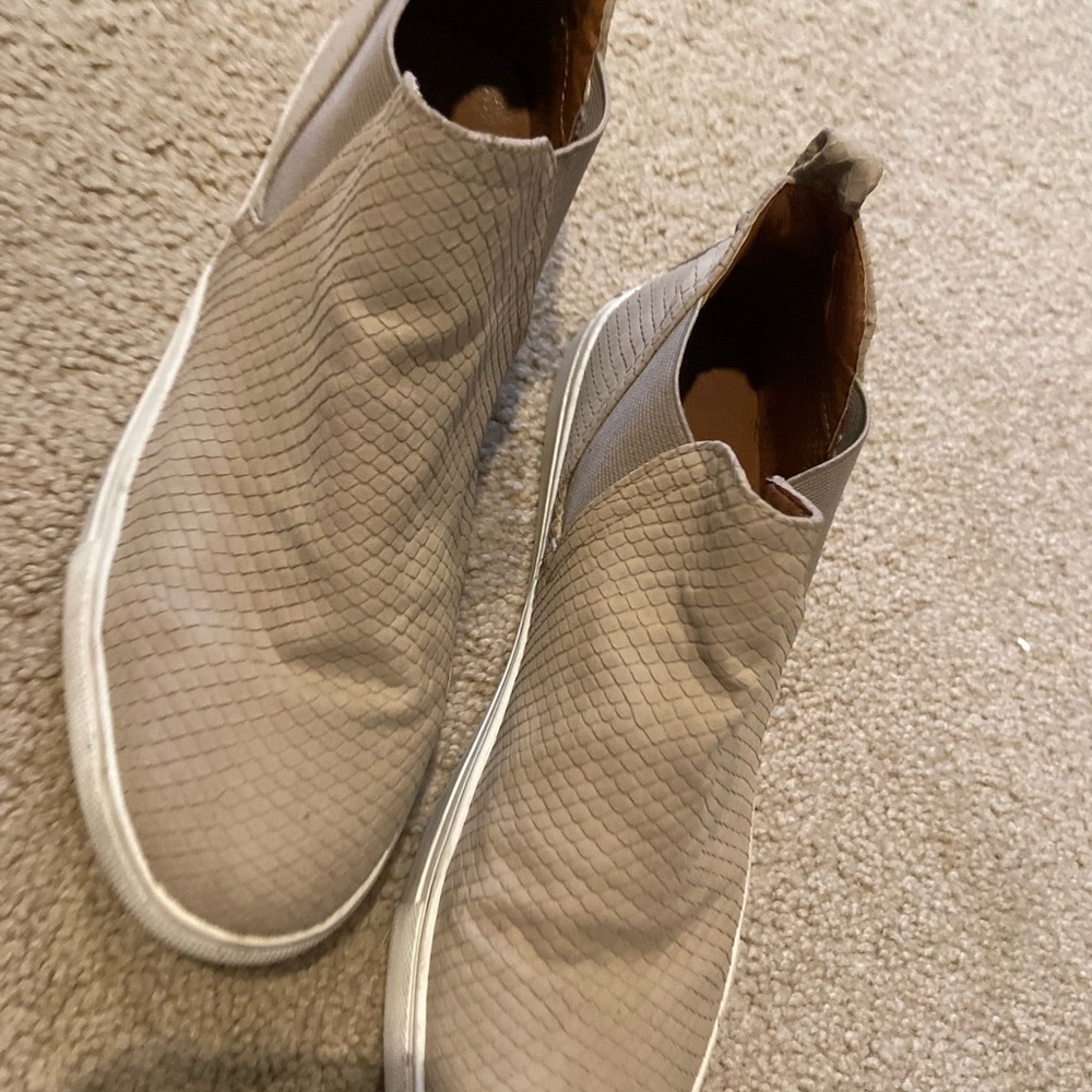 Suede snake skin high top shoes